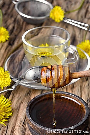 Tea with honey dandelion Stock Photo