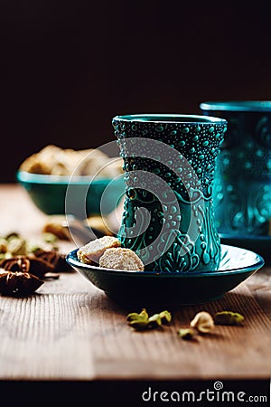 Tea or Hot Wine with Various Spices Stock Photo