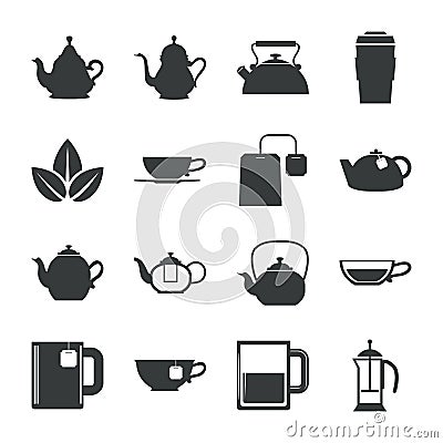 Tea Icons Set on White Background. Vector Vector Illustration