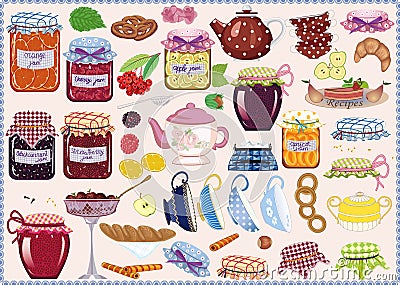 Tea with jam Vector Illustration