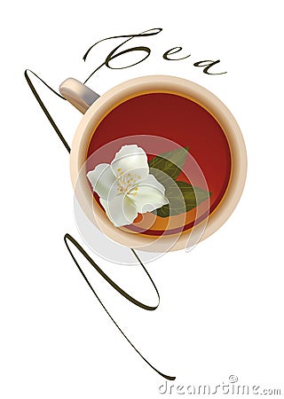 Tea with jasmin Vector Illustration