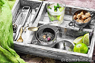 Tea with lime Stock Photo