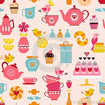 Tea with love pattern Vector Illustration