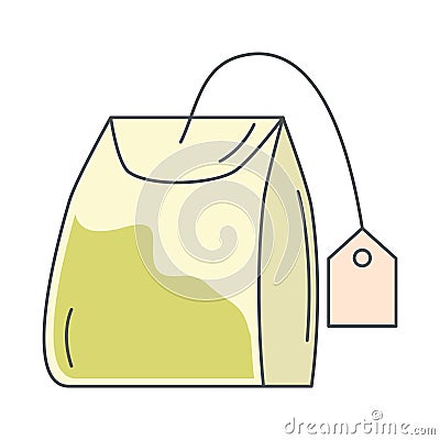 Tea, organic beverage teabag line and fill Vector Illustration