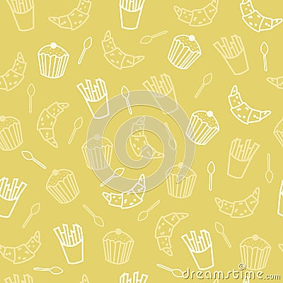 Tea Party Food Seamless pattern Vector Illustration