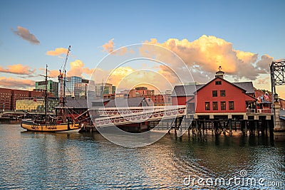 Tea Party Ships & Museum in Boston Stock Photo