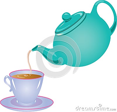 Tea pot pouring tea Stock Photo