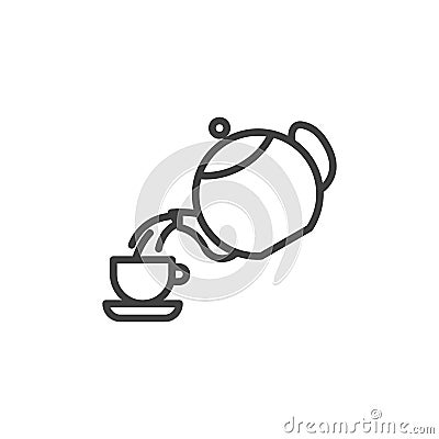 Tea pouring line icon Vector Illustration