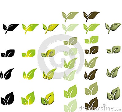 tea set icons logo green tea mint green black logo restaurant caffee Stock Photo