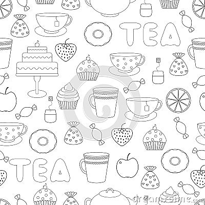 Tea,sweets seamless pattern Vector Illustration