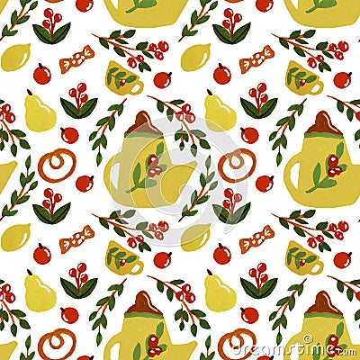 Tea time pattern Stock Photo