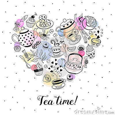 Tea time poster Vector Illustration