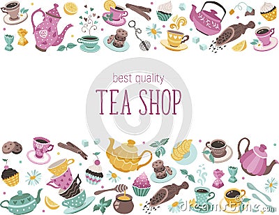 Tea horisontal poster Vector Illustration