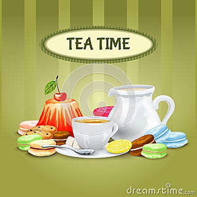 Tea Time Poster Vector Illustration