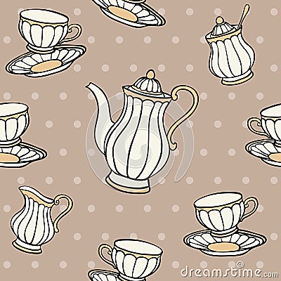 Tea Time Seamless Pattern Vector Illustration