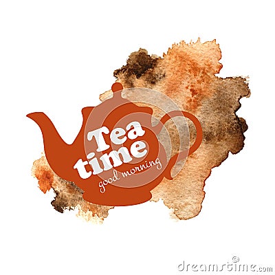 Tea time vector illustration. Teapot with Vector Illustration