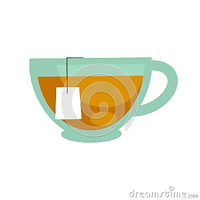 Tea in traditional glass cup isolated on white background Vector Illustration