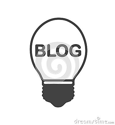 Having new ideas for blogging! Light bulb with the word Blog inside. Clean vector icon. Vector Illustration