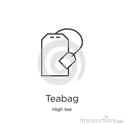 teabag icon vector from high tea collection. Thin line teabag outline icon vector illustration. Outline, thin line teabag icon for Vector Illustration