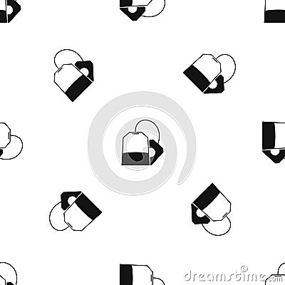 Teabag pattern seamless black Vector Illustration