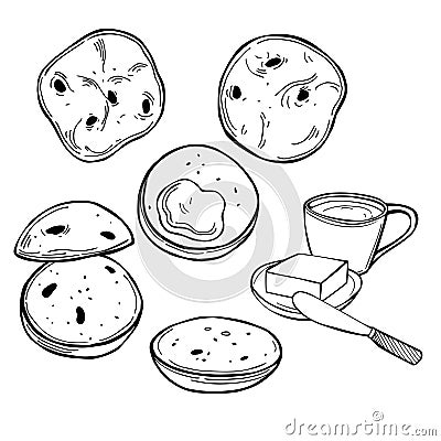 Teacakes. Sketch illustration Vector Illustration