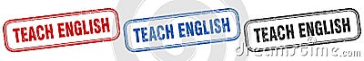 teach english square isolated sign set. teach english stamp. Vector Illustration