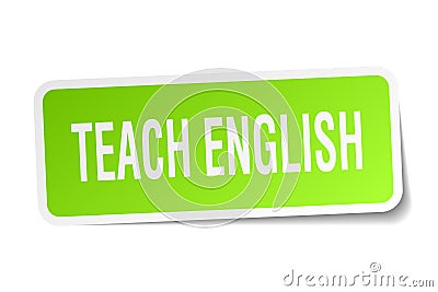 Teach english square sticker Vector Illustration