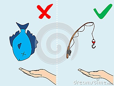 Teach me how to fish Vector Illustration