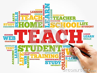 TEACH word cloud collage, education concept Stock Photo