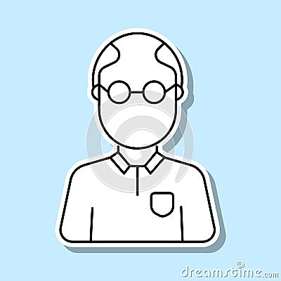 Teacher avatar sticker icon. Simple thin line, outline vector of avatar icons for ui and ux, website or mobile application Stock Photo