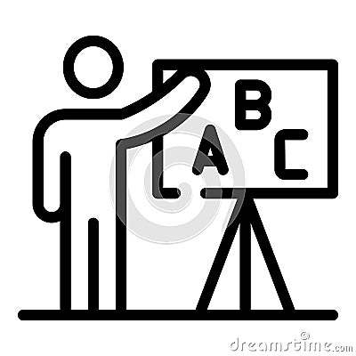 Teacher and blackboard icon, outline style Vector Illustration