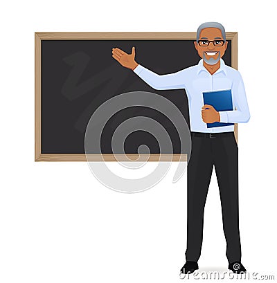 Teacher at blackboard Vector Illustration