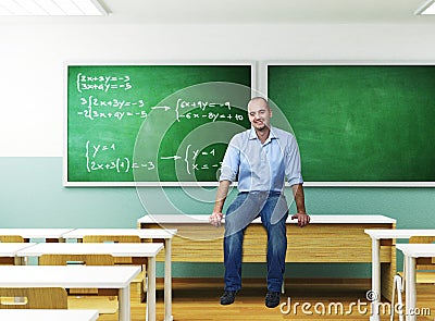 Teacher in a classroom Stock Photo