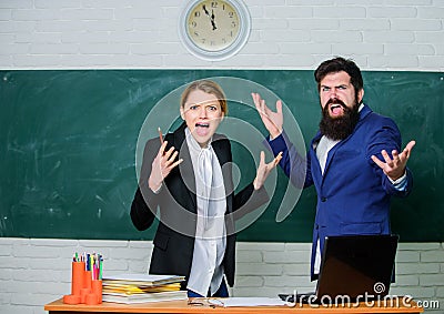 Teacher and educator outraged test exam results. Examination board. College internship. Failed test exam. Failed exam Stock Photo