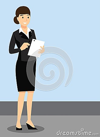 Teacher, Girl in official dress, Work environment Vector Illustration