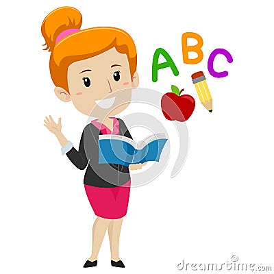 Teacher holding Book Vector Illustration