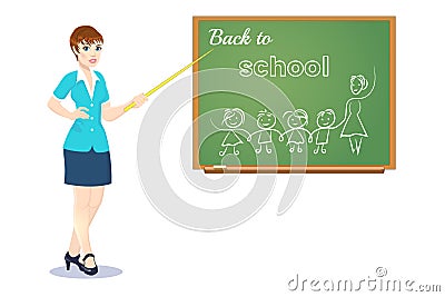 Teacher near blackboard, vector illustration on white background,Day of knowledge,back to school Vector Illustration