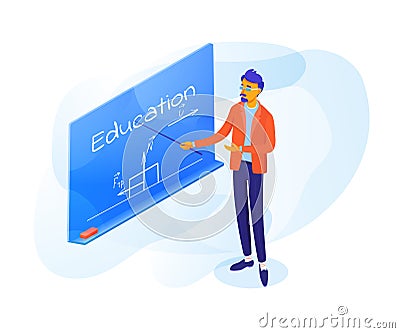 Teacher pointing on blackboard vector illustration Vector Illustration