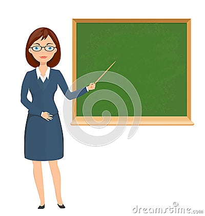 Teacher pointing on chalckboard Vector Illustration