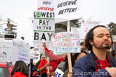 Teacher protest walkout, Oakland, CA Editorial Stock Photo