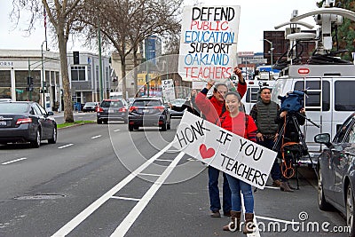 Teacher protest walkout, Oakland, CA Editorial Stock Photo