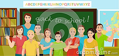 Teacher and pupils_3 Vector Illustration