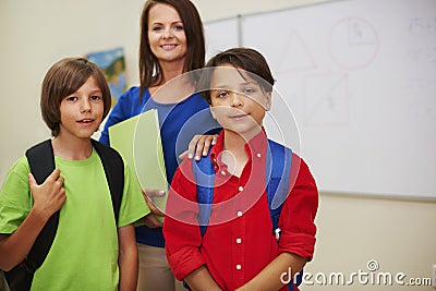Teacher with pupils Stock Photo