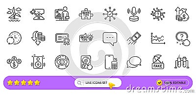 Teacher, Question button and Inflation line icons for web app. Pictogram icon. Line icons. Vector Vector Illustration