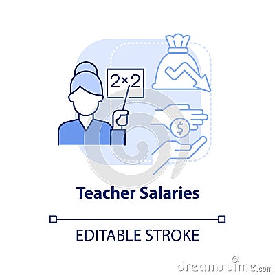 Teacher salaries light blue concept icon Vector Illustration