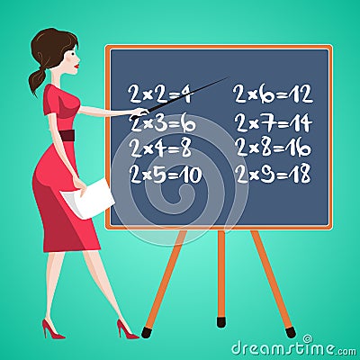 Teacher at the school board. Vector illusrtation Vector Illustration