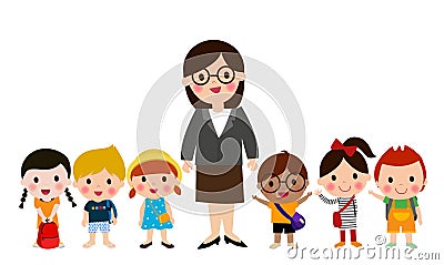 Teacher and school kids Vector Illustration