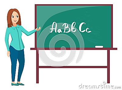 Language Lesson, Elementary School, Teacher Vector Vector Illustration