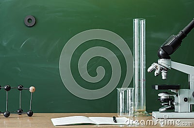 Education background. Teacher or student desk table. Education concept. Stock Photo