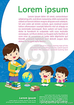 Teacher and student learning poster,Education and learning poster back to school template. Vector Illustration